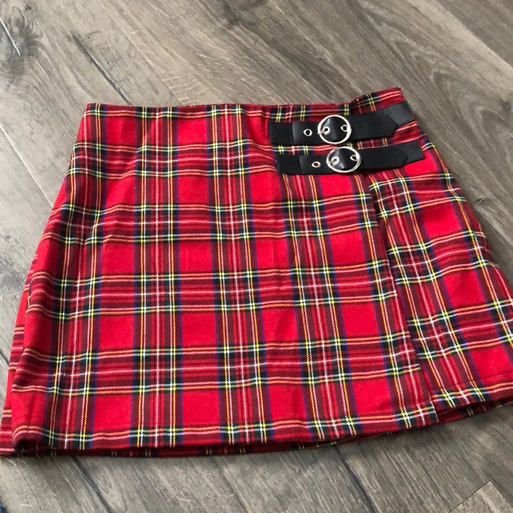 RED PLAID women’s skirt MED FOREVER 21